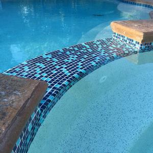 New Trim Tile on Spa Benches & Spillway